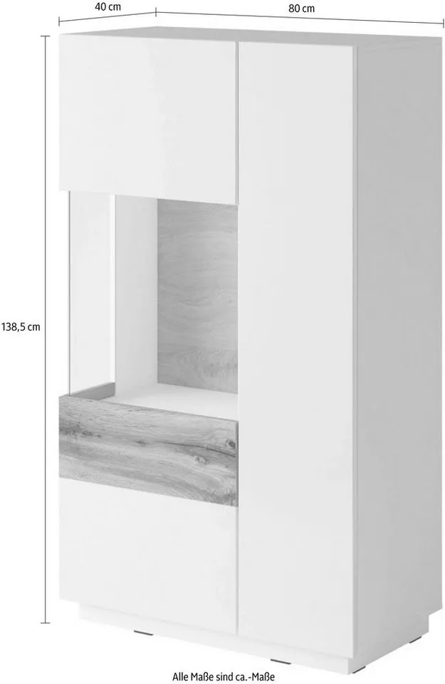 OTTO home Vitrine SILKE Höhe 138,5 cm, Weiß, – Produktbild 3 von 5
