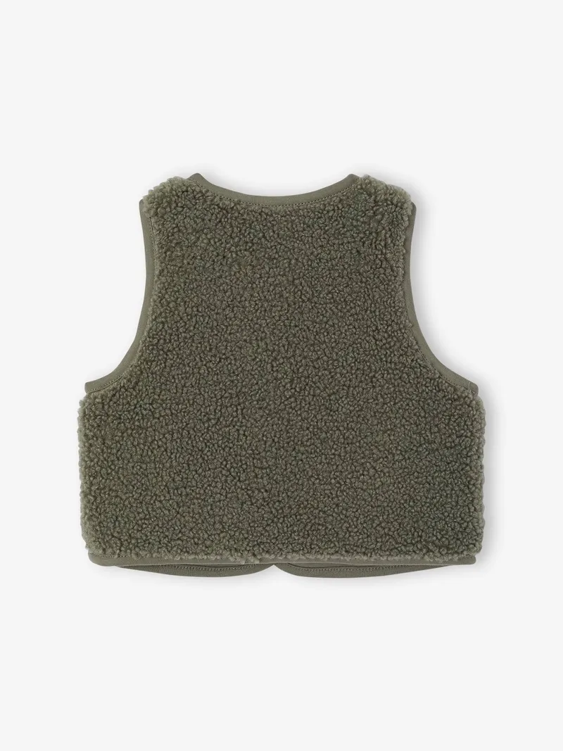Vertbaudet Baby Weste aus Teddyfleece mit Druckknöpfen, Grün, – Produktbild 4 von 4