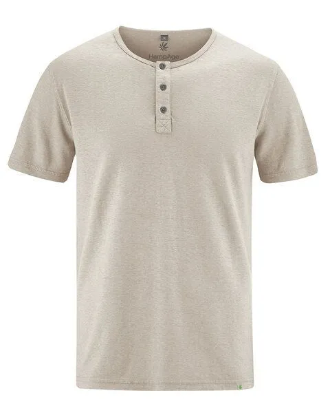 HempAge HempAge Herren Henley T-Shirt Hanf/Biobaumwolle, Distel(beige), – Produktbild 2 von 4