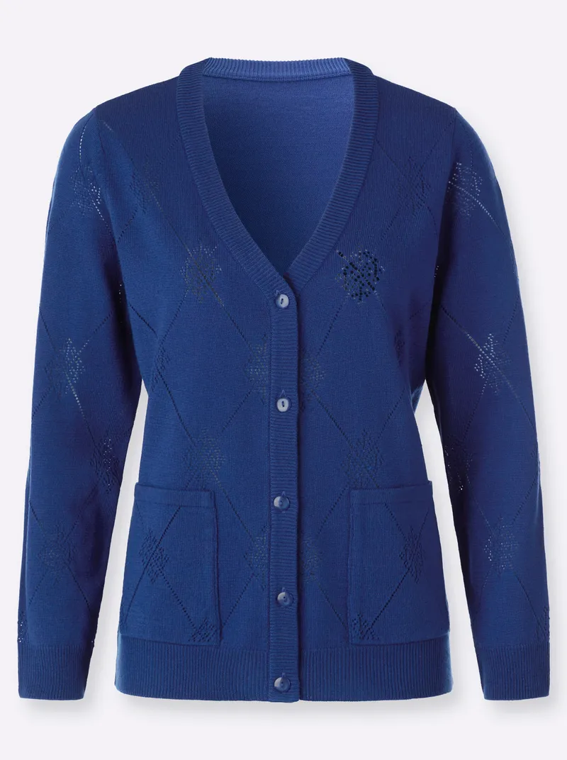 Witt Ajourstrickjacke, Royalblau, – Produktbild 2 von 2