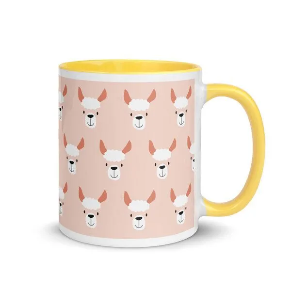 PepMelon PepMelon Lama Tasse mit Farbe innen, Be Llamazing, lustige Lama Weihnachtstasse, Gelb, – Produktbild 1 von 4