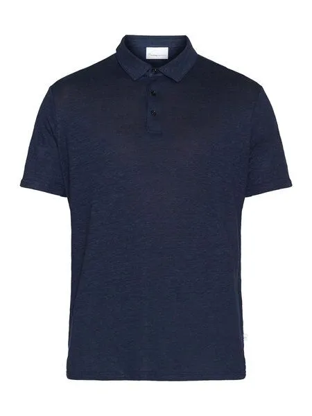 KnowledgeCotton Apparel KnowledgeCotton Apparel Poloshirt - Linen polo - aus Leinen, Blau (total eclipse), – Produktbild 3 von 3