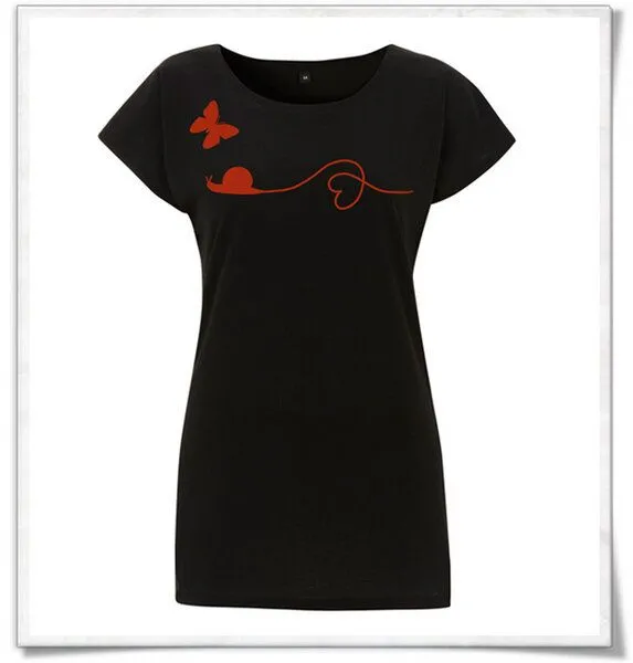 Picopoc Picopoc T-Shirt Schnecke & Schmetterling in Rot für Frauen, Schwarz, – Produktbild 1 von 4