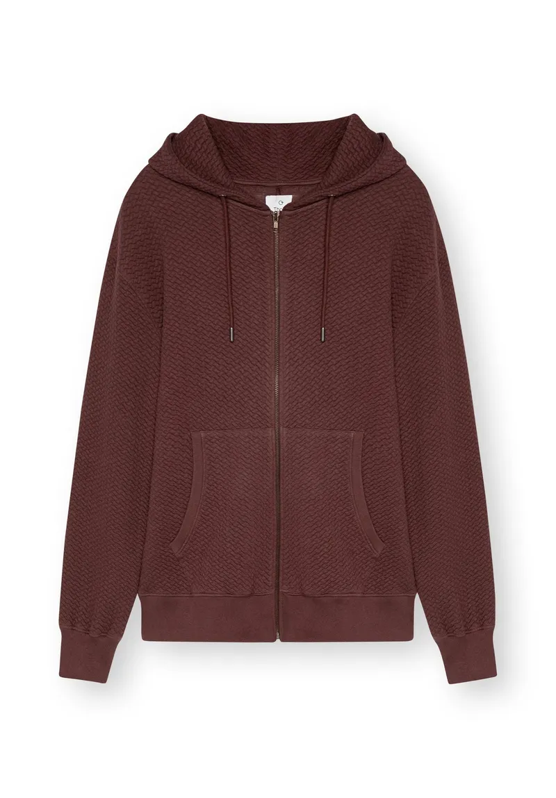 THOKKTHOKK ThokkThokk Herren vegan Zip Hoodie Structured Oversized Deep Mahogany, Braun, – Produktbild 1 von 2