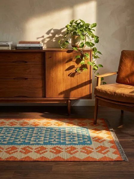 Rugtales Kelim Gashgai „Rugtales“ aus Schurwolle, Blau, – Produktbild 2 von 4