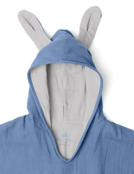 Mababu Mababu Musselin Badeponcho aus 100% Bio-Baumwolle, OEKO-TEX® STANDARD 100 & GOTS zertifiziert, für Kinder (1-3 Jahre, 4-7 Jahre), Indigo blue/grey, – Produktbild 3 von 4