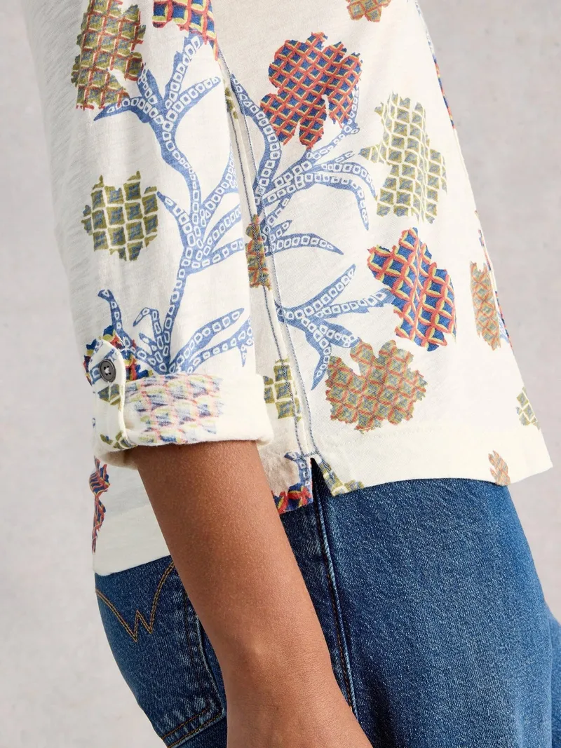 White Stuff Jerseybluse Annie - 50, Elfenbein multi, – Produktbild 3 von 4