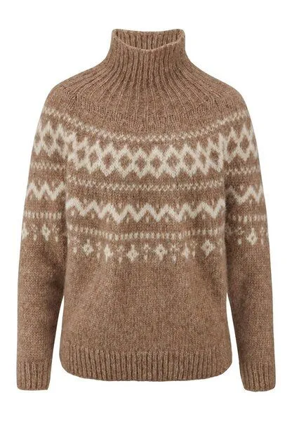 hessnatur hessnatur Rollkragenpullover Relaxed aus Alpaka und Bio-Baumwolle, Naturcamelbraun, – Produktbild 3 von 4