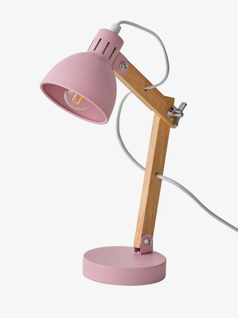 Vertbaudet Schreibtischlampe mit Holz-Gelenkarm Kinderzimmer, Rosa, – Produktbild 2 von 3