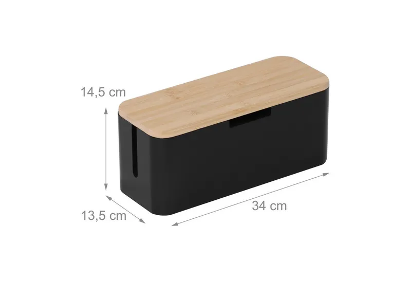RELAXDAYS RELAXDAYS Kabelbox aus Bambus, Braun|schwarz, – Produktbild 4 von 5