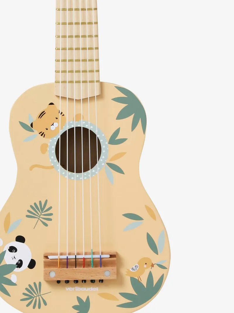 Vertbaudet Holz-Gitarre für Kleinkinder FSC®, Hellbeige/pandafreunde, – Produktbild 3 von 4