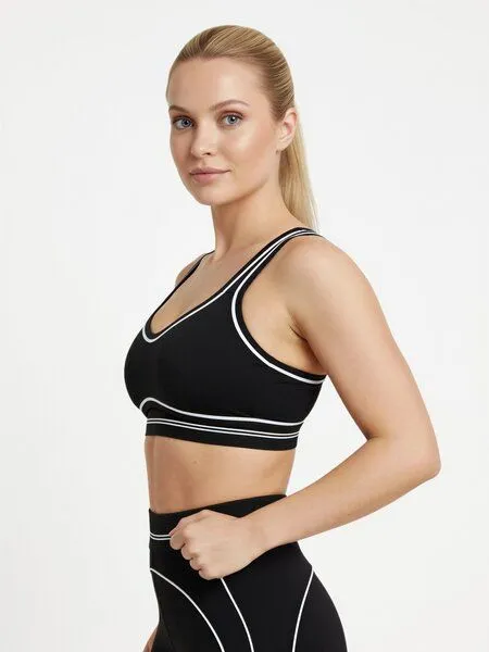 Yoga Hero Yoga Sport-BH Damen – Contrast Heartline Schwarz – Nachhaltiger Sport BH – Yoga Hero, Schwarz, – Produktbild 3 von 4