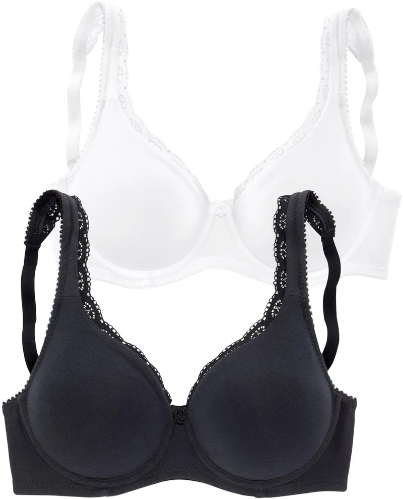 petite fleur by Lascana T-Shirt-BH, Schwarz+weiß, – Produktbild 2 von 2