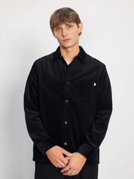 Rotholz Rotholz Kord Hemd - Casual Shirt - aus biologisch angebauter Baumwolle, True black, – Produktbild 1 von 4