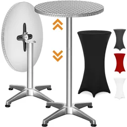 Casaria® Stehtisch Silber 115x60cm + Husse Schwarz Ø60cm – Produktbild 1 von 1