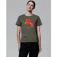 watapparel watapparel T-Shirt Frauen Poppy Flowers, Khaki, – Produktbild 1 von 1