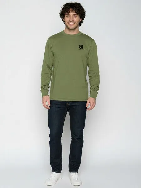 GreenBomb GREENBOMB Bike Square Crisp - Sportliches Longsleeve / hochwertiger Print / GOTS / Fair & Vegan, Grün (dark seed), – Produktbild 3 von 4