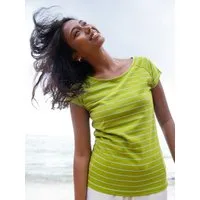 FellHerz FellHerz Damen T-Shirt Bio & Fair & Vegan, Striped olive-light-blue, – Produktbild 1 von 1
