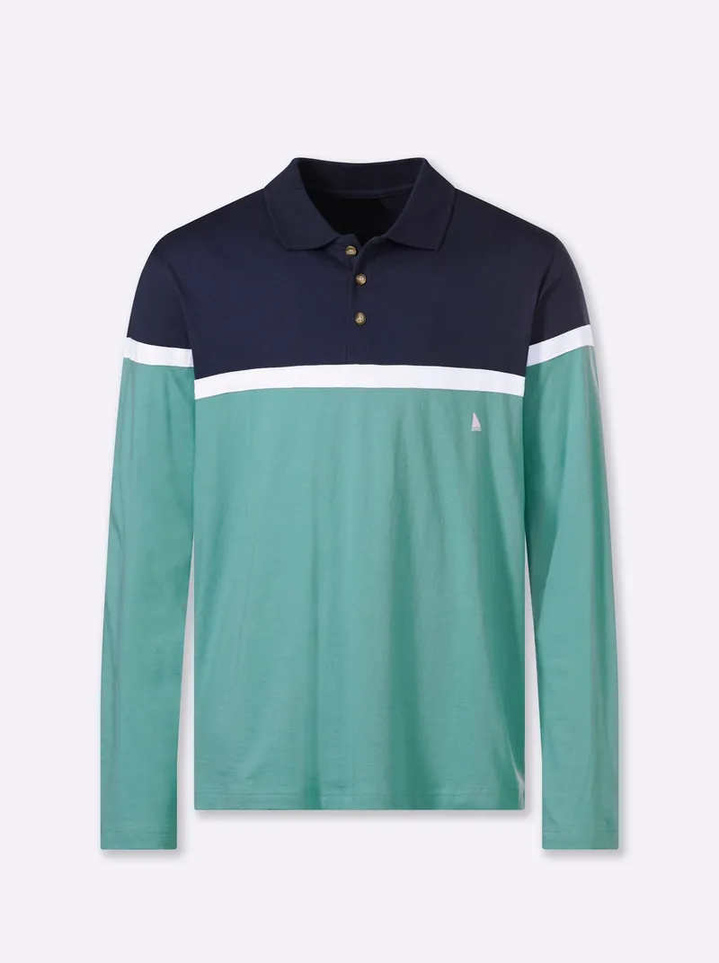 Catamaran Langarm-Poloshirt, Marine-salbei, – Produktbild 1 von 2