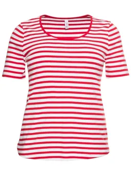 sheego Streifenshirt mohnrot-weiß – Produktbild 1 von 1