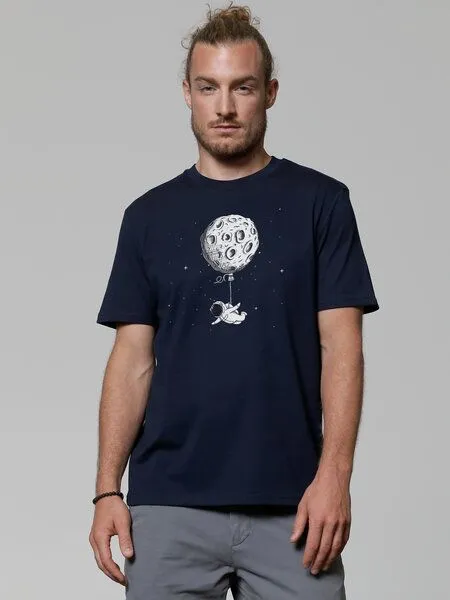 watapparel watapparel T-Shirt Unisex Funny Spaceman, French navy, – Produktbild 2 von 4
