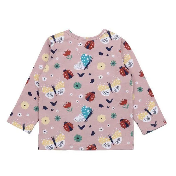 Walkiddy Kinder Langarmshirt GOTS zertifiziert, rosa, Marienkäfer & Schmetterlinge Allover, weich – Walkiddy, Pink, – Produktbild 2 von 3