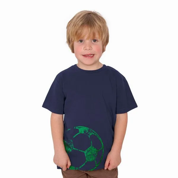 HANDGEDRUCKT HANDGEDRUCKT "Fußball" Unisex Kinder T-Shirt, Frenchnavy, – Produktbild 1 von 3
