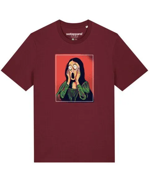 watapparel watapparel T-Shirt Unisex Mona Lisa Scream, Burgundy, – Produktbild 1 von 3