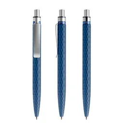 prodir prodir® Druckkugelschreiber QS01 Soft Touch PRS Push, blaue Mine, dunkelblau/silber satiniert – Produktbild 1 von 1