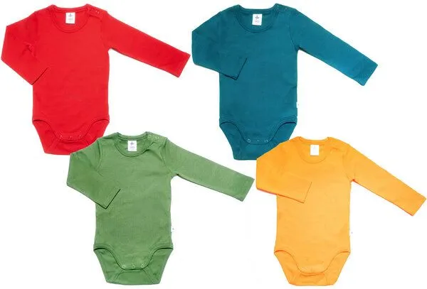 Leela Cotton Leela Cotton 4er Langarmbody Set, Rot/blau/grün/gelb, – Produktbild 1 von 1
