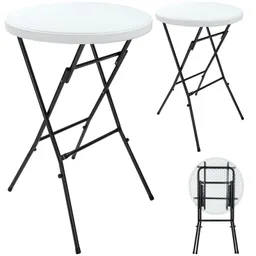 Casaria® Stehtisch klappbar 2er-Set Kunststoff Ø72cm Weiß – Produktbild 1 von 1