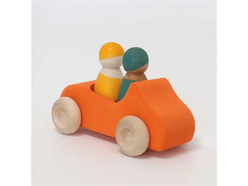 Grimms Grimms Großes Cabrio Spielzeugauto aus Lindenholz, orange lasiert Maße 13 x 9 x 7 cm, Gelb, orange, blau, mehrfarbig, – Produktbild 2 von 2