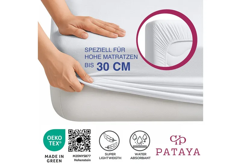 Matratzenschoner 90x200, 140x200, 160x200, 180x200 Matratzenauflage, Fitted Pataya, wasserundurchlässig, atmungsaktiv, pflegeleicht – Produktbild 2 von 5