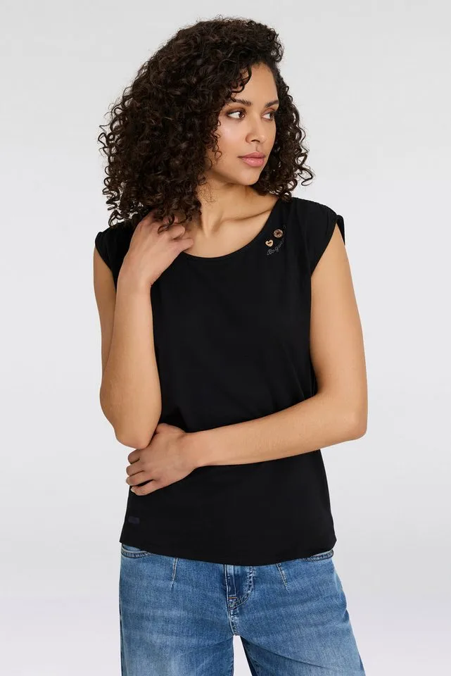 ragwear ragwear Kurzarmshirt GREETA mit kleinem Rückenausschnitt, Schwarz, – Produktbild 2 von 4