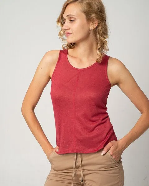 Alma & Lovis Alma & Lovis Leinentop aus Leinen-Jersey | Linen Top, Rot, – Produktbild 1 von 3