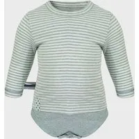OrganicEra Baby Langarm T-shirt Body, gestreift 'OrganicEra' aus Bio Baumwolle, Aqua melange (grün), – Produktbild 1 von 1