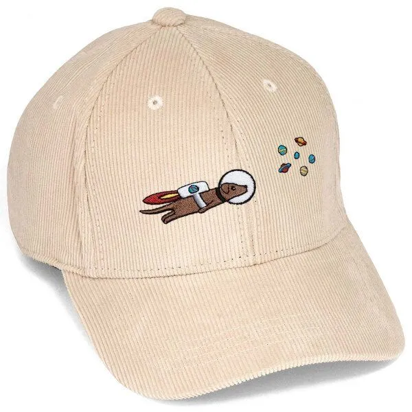 LIGARTI Bestickte Cord Cap – Astrowau der Space–Hund – LIGARTI Tiermanufaktur, Sand, – Produktbild 1 von 4