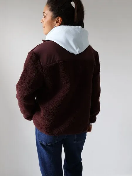 Kultgut Kultgut ProEarth- New Recycling Generation - Kuschelige Sherpa Fleecejacke / With Love, Dunkelrot, – Produktbild 8 von 8