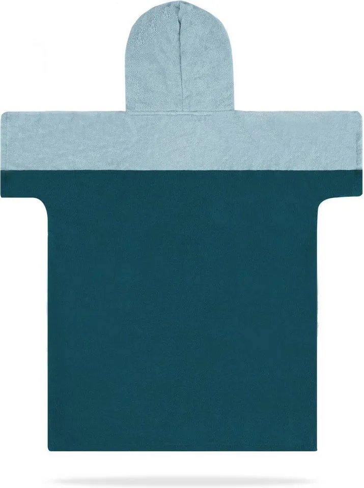 normani Badeponcho Kinder Badeponcho Puwai, Bio-Baumwolle, Kapuze, Schlupf, Badeponcho aus 100 % Bio-Baumwolle, Blau, – Produktbild 2 von 5