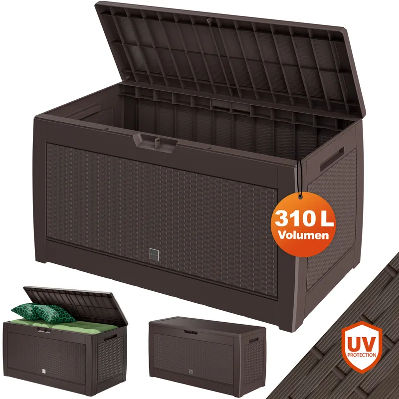 Casaria® Gartenbox Rato 310L Braun Rattan Optik wasserdicht, Braun, – Produktbild 2 von 2