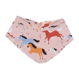 Walkiddy Baby Dreieckstuch Bio-Baumwolle GOTS Baby Horses, saugfähiges Halstuch für Speichel & Milch, hautfreundlich, kuschelweich, praktischer Druckknopfverschluss, perfektes Accessoire für kleine Pferdefans von Walkiddy – Produktbild 1 von 1