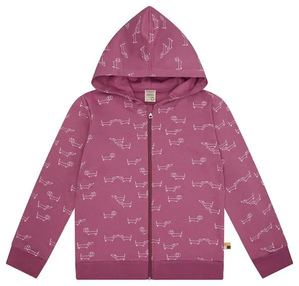 loud + proud loud + proud Kinder Sweatjacke mit Kapuze, GOTS-zertifiziert, Grape(rosa), – Produktbild 1 von 3