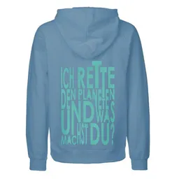 HANDGEDRUCKT HANDGEDRUCKT "Weltretten" Männer Hoody aus reiner Biobaumwolle (kbA) – Produktbild 1 von 1