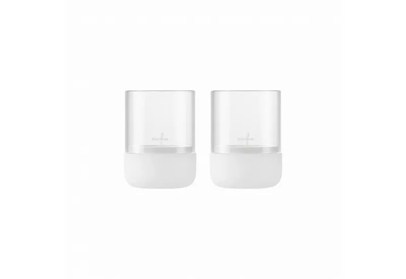 blomus Windlicht -CALMA- Glas Kerzenhalter, Stimmungslicht: modernes Deko-Design (2 St. ), Exklusive Betonoptik, Handgefertigt, Verschiedene Größen & Farben, Weiß, – Produktbild 1 von 2