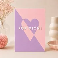 Bow & Hummingbird Bow & Hummingbird Karte Valentinstag „Für dich!“ – Herz Karte für Freundin, Freund oder zum Jahrestag – Produktbild 1 von 1