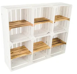 Kistenkolli Altes Land Allzweckkiste 6er set"Johanna" WEISS mit geflammter Einlage "Quer" (Spar-Set, 6er Set) – Produktbild 1 von 1