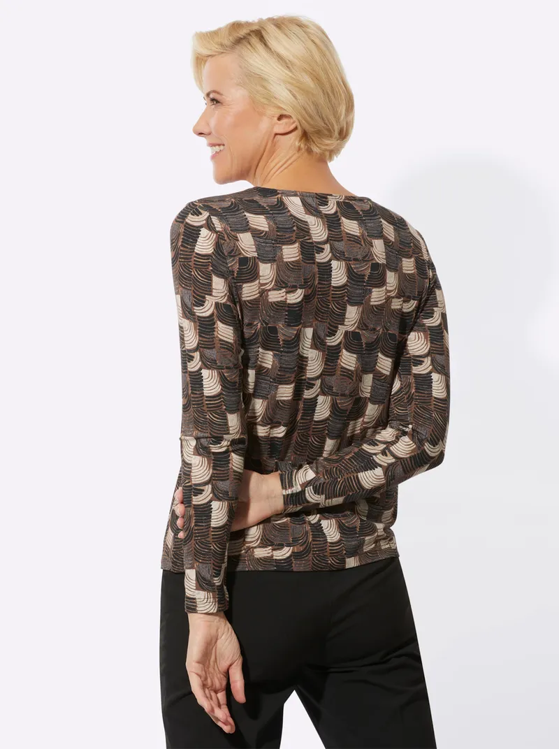 Witt Rundhalsshirt beige-schwarz-bedruckt, Beige-schwarz-bedruckt, – Produktbild 2 von 2