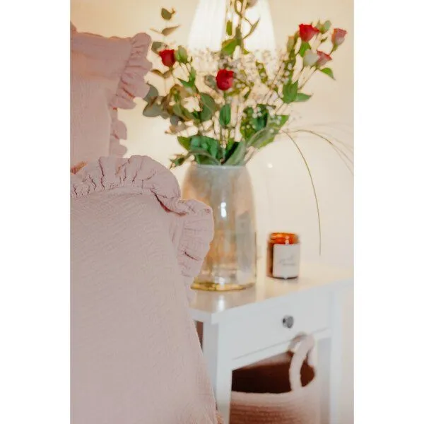 Hutch&Putch Hutch&Putch Musselin Bettwäsche Set mit Rüschen - 100% Bio-Baumwolle - mit Rüschen an Bettdecken- und Kissenbezug - atmungsaktiv und temperaturausgleichend, Blush, – Produktbild 4 von 4