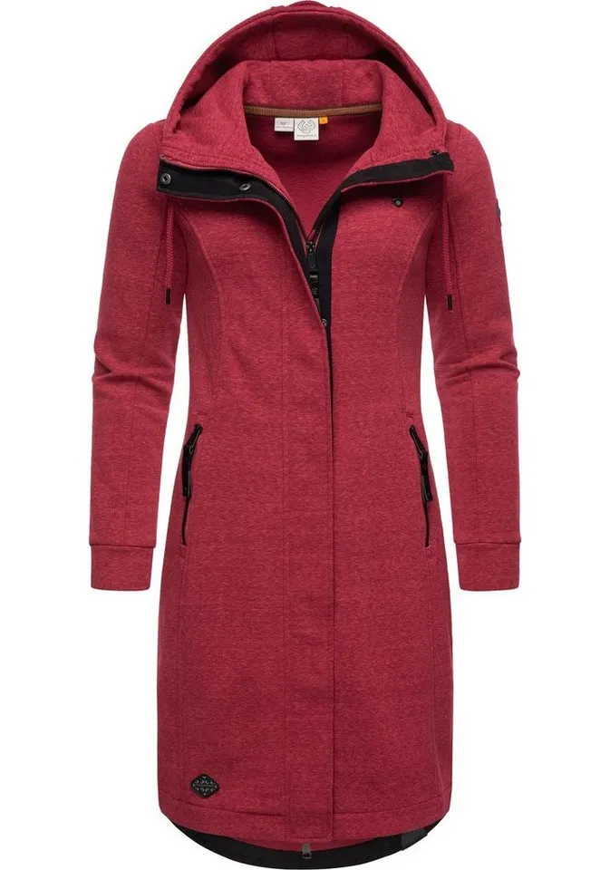 ragwear ragwear Kurzmantel Letti Long Übergangsjacke aus Fleece mit Kapuze, Rot, – Produktbild 1 von 2
