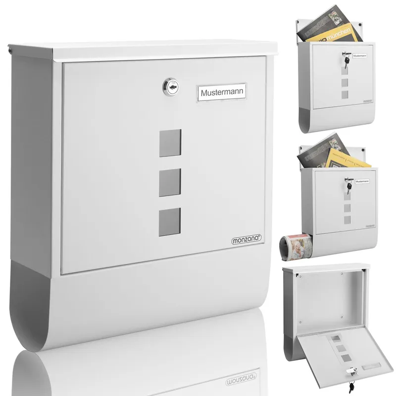 Casaria® Casaria Briefkasten mit Zeitungsrohr 85x33,5x30,5cm weiß – Produktbild 1 von 1